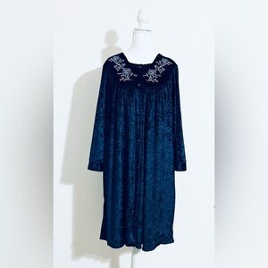 Women's Buttons Front Smock Robe, Long Sleeves with Side Pockets/ XL